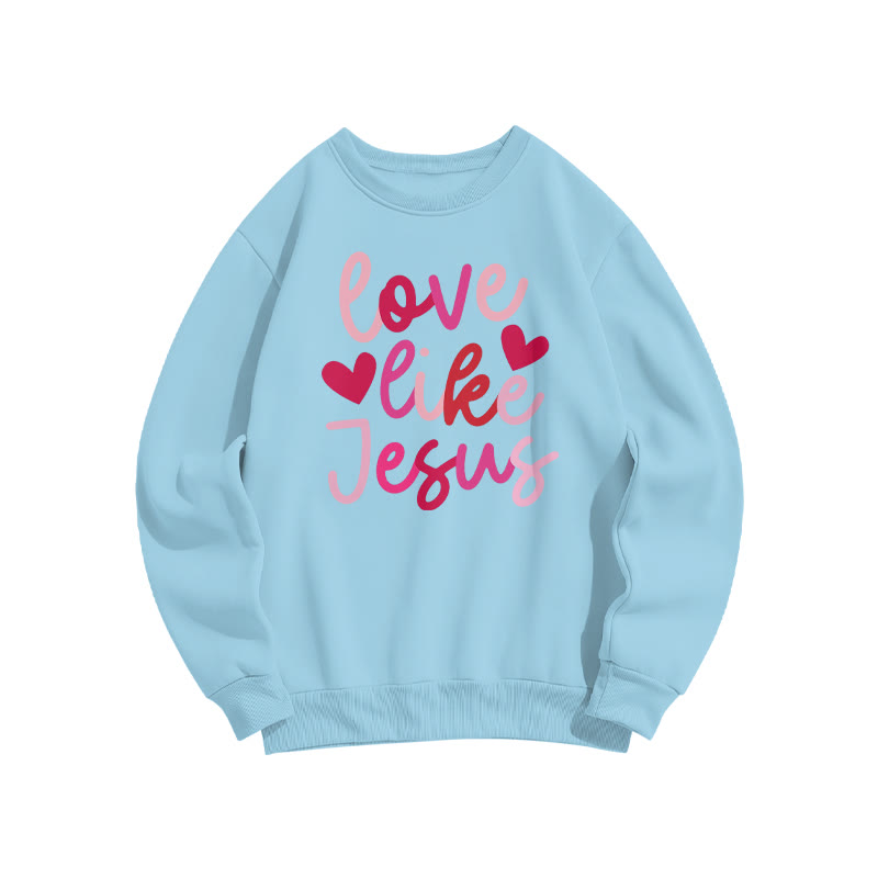 Love Like Jesus Heart Patterns Valentine's Day Print Sweatshirt - Blue - US16-18(2XL) - image 7