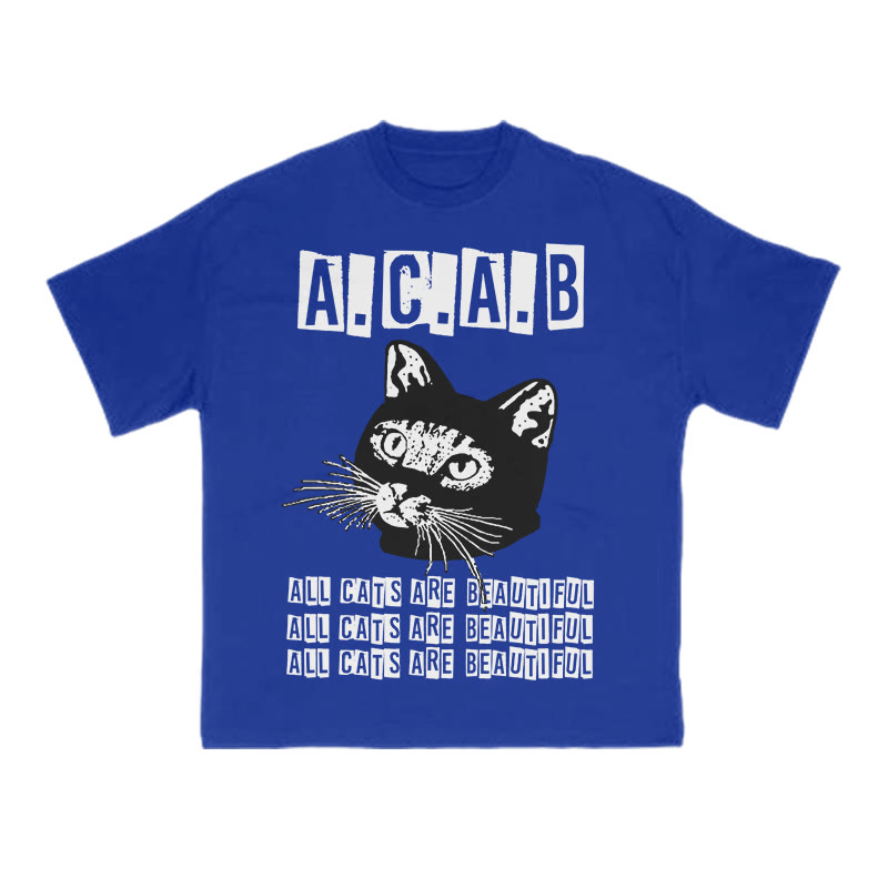 Unisex 100% Cotton All Cats Are Beautiful Print T-shirt - Blue - US16-18(2XL) - image 10