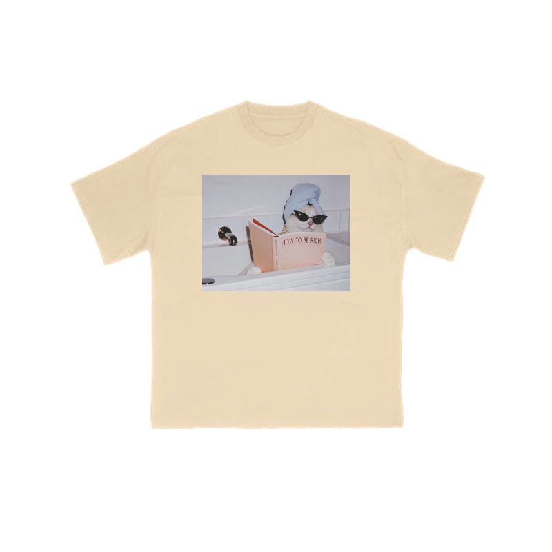 Unisex 100% Cotton How To Be Rich Print T-shirt - Apricot - US16-18(2XL) - image 5