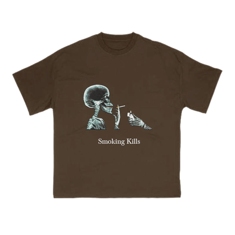 Smoking Kills Print T-shirt - Coffee - US16-18(2XL) - image 6