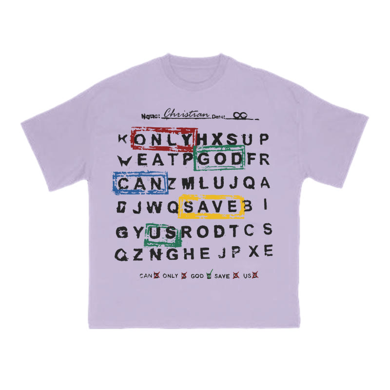 Only God Can Save Us Print T-shirt - Purple - US16-18(2XL) - image 13
