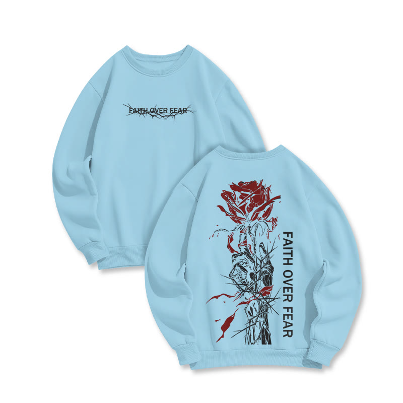 Faith Over Fear Print Sweatshirt - Blue - US16-18(2XL) - image 7