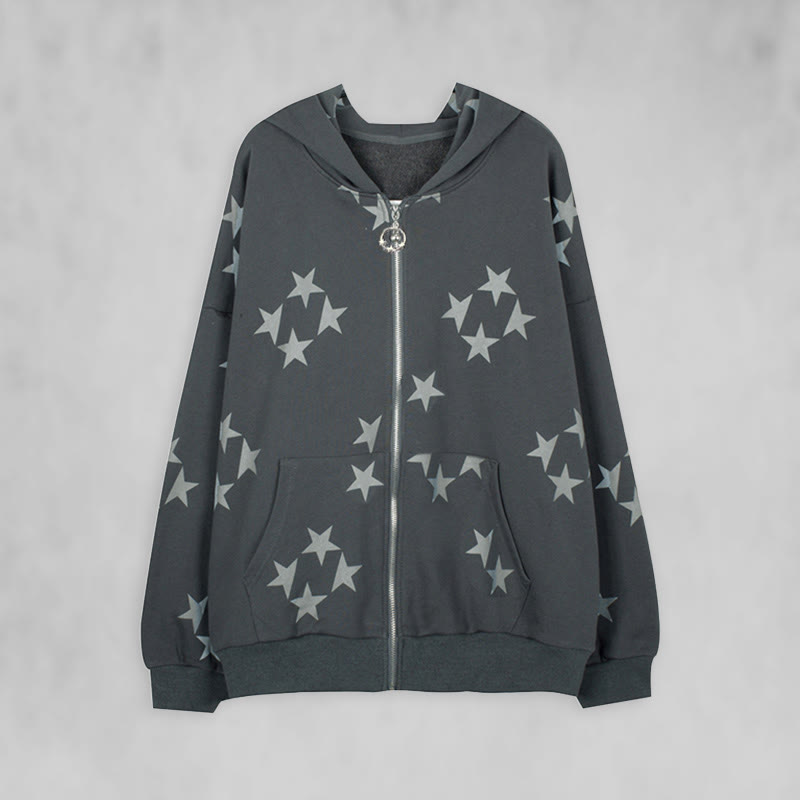 Star Print Zip Up Women‘s Hoodie
