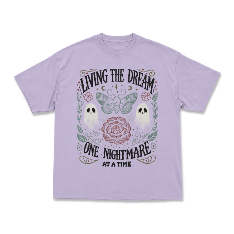 Living the Dream Gothic Ghost Print T-Shirt - Purple - US16-18(2XL) - image 9