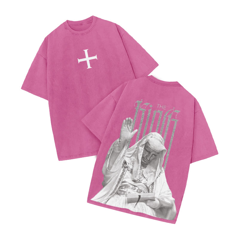 The King Cross Print Acid Washed T-shirt - Pink - US20-22(3XL) - image 8