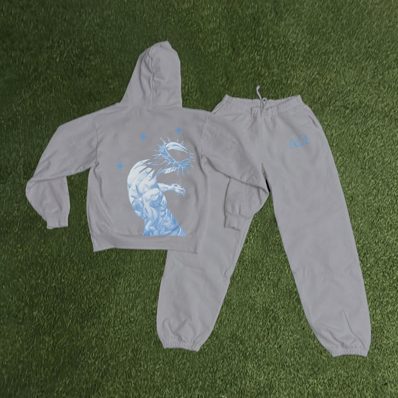 The Beginning And The End Print Hoodie Set