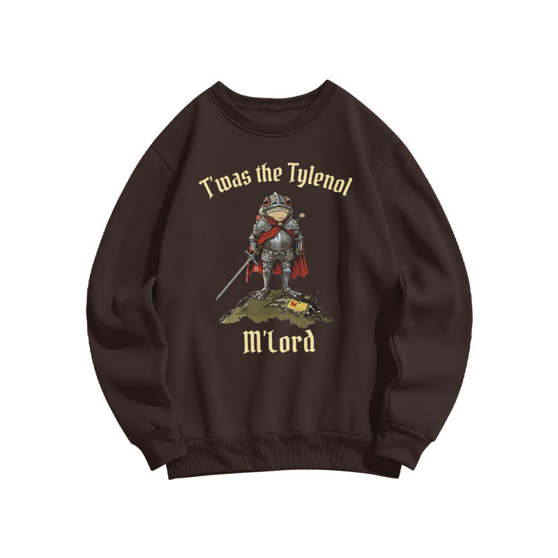 Unisex T'was The Tylenol M'lord Armored Frog Print Sweatshirt - Coffee - US16-18(2XL) - image 4