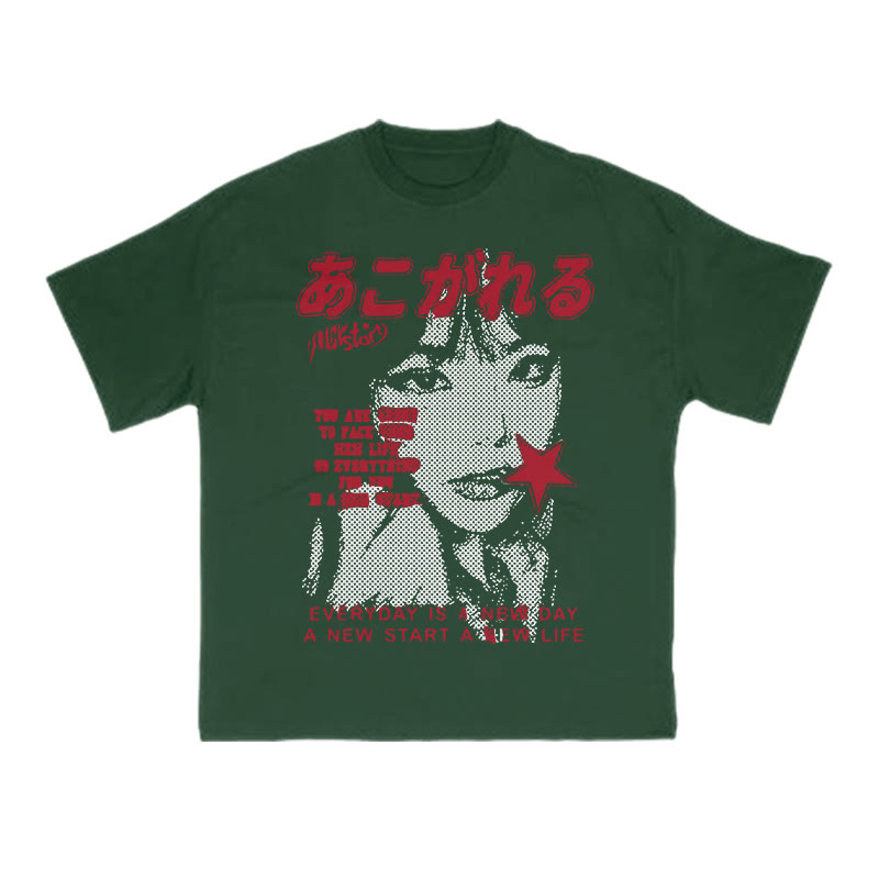 Unisex 100% Cotton Everyday Is A New Day Print T-shirt - Dark Green - US16-18(2XL) - image 7