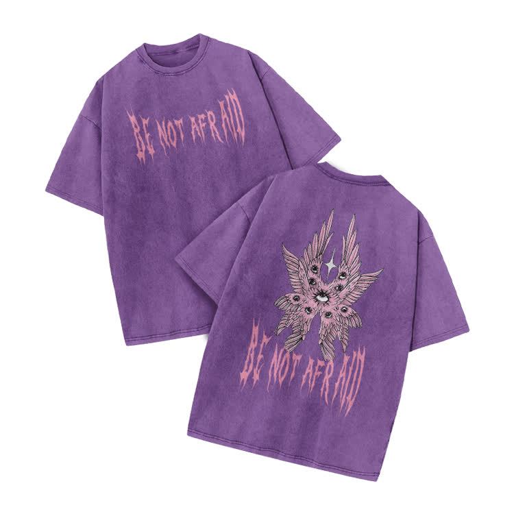 Be Not Afraid Print Acid Washed T-shirt - Purple - US20-22(3XL) - image 7
