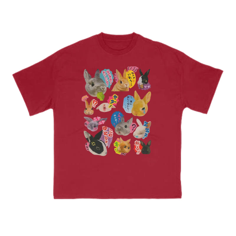 Cute Bunny Print T-shirt - Red - US16-18(2XL) - image 11