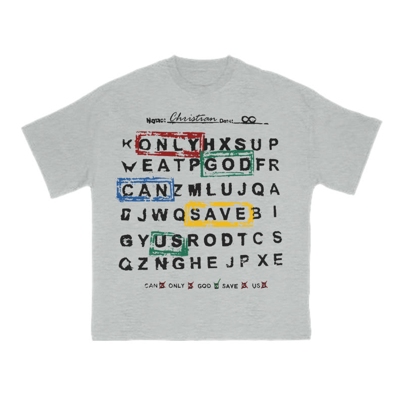 Only God Can Save Us Print T-shirt - Grey - US16-18(2XL) - image 3