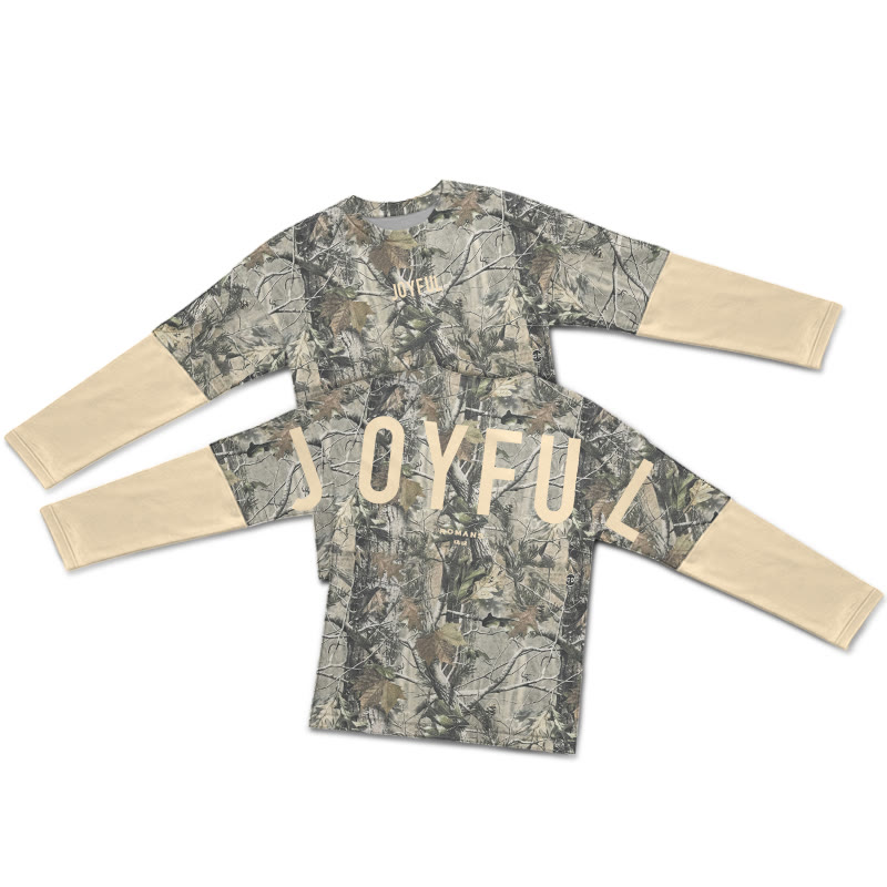 Dead Leaves Camouflage Joyful Romans 12:12 Print Layered-style T-shirt  - Apricot - 5XL - image 3