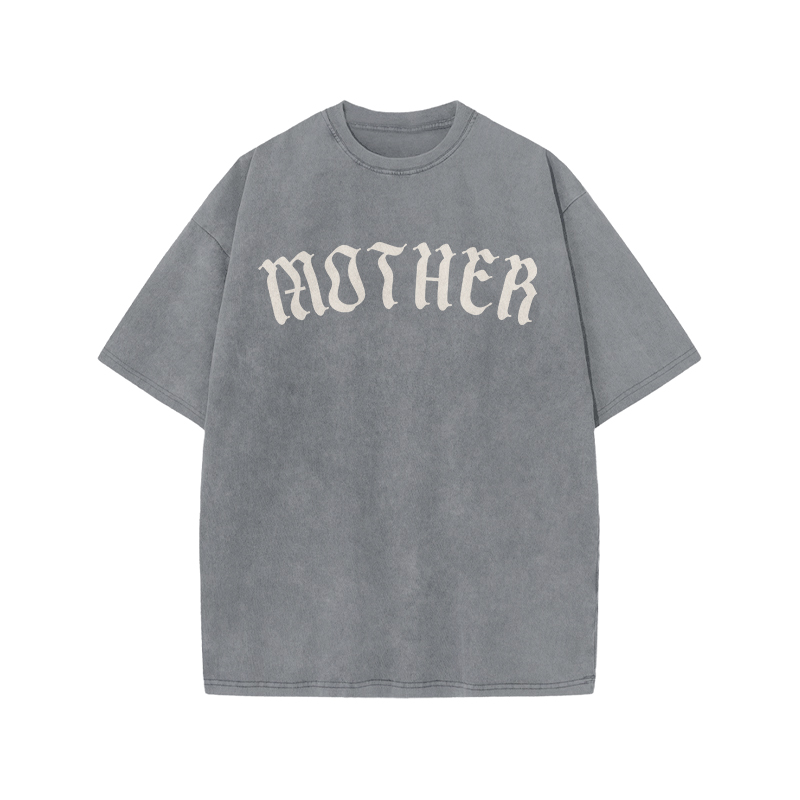 Mother Print Acid Washed T-shirt - Grey - US20-22(3XL) - image 3