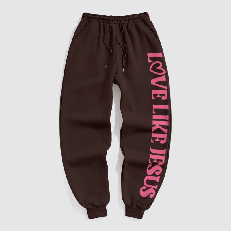 Love Like Jesus Valentine's Day Print Pants - Coffee - US16-18(2XL) - image 6