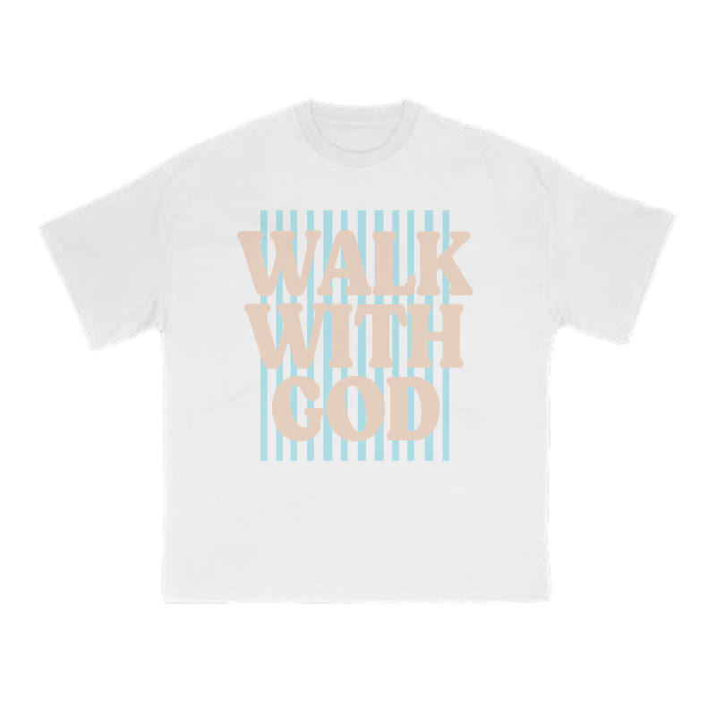 Unisex 100% Cotton Walk With God Stripes Print T-shirt - White - US16-18(2XL) - image 7