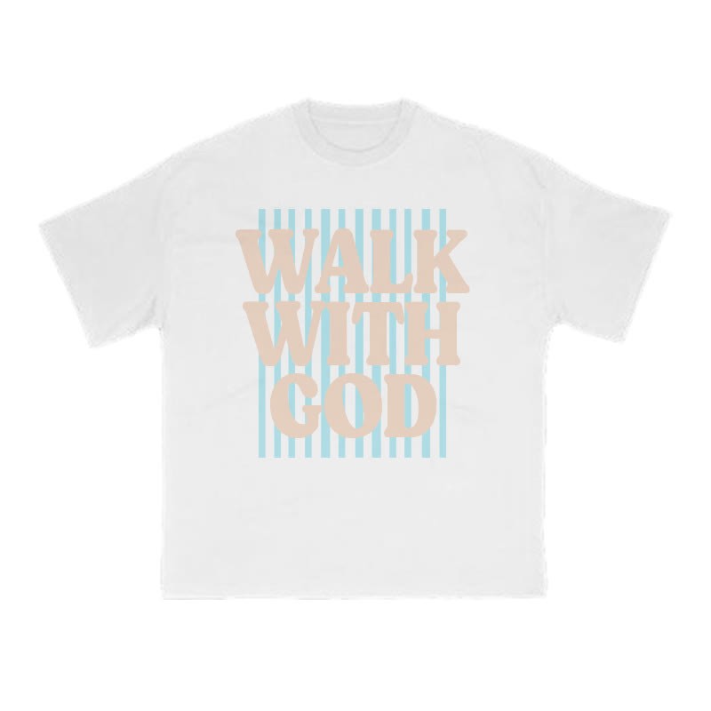 Unisex 100% Cotton Walk With God Stripes Print T-shirt - White - US16-18(2XL) - image 7