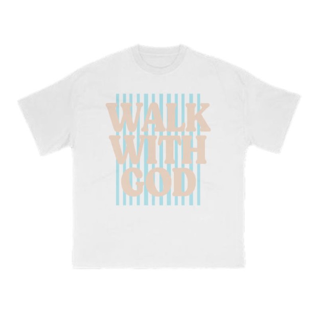 Unisex 100% Cotton Walk With God Stripes Print T-shirt - White - US16-18(2XL) - image 7