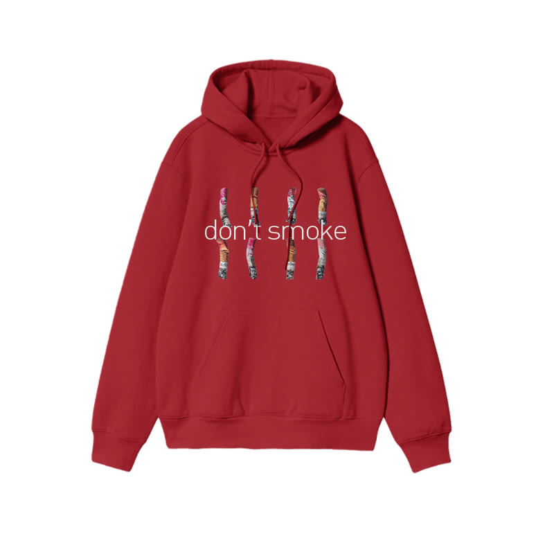 Unisex Don't Smoke Print Hoodie - Red - US16-18(2XL) - image 10