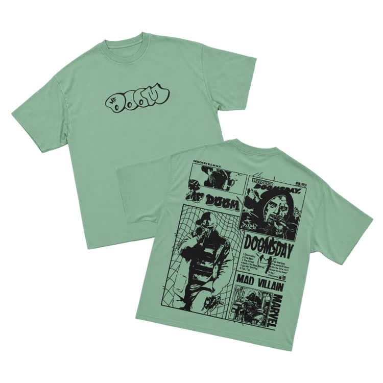 Vintage Streetwear Comic Panel Graphic Print T-Shirt - Light Green - US16-18(2XL) - image 11