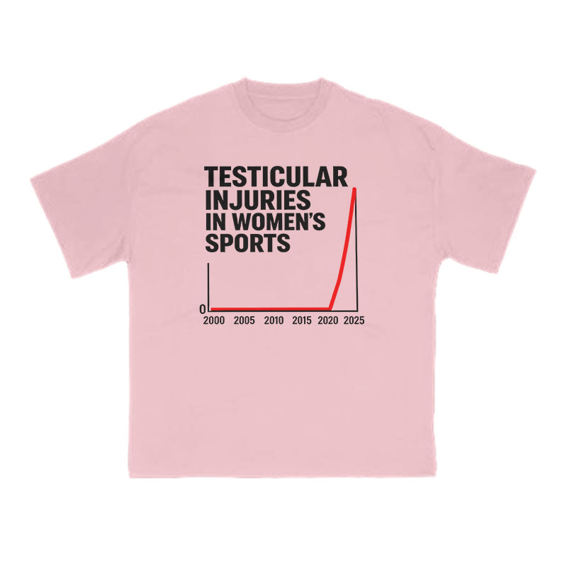 Testicular Injuries In Women's Sports Print T-shirt - Pink - US16-18(2XL) - image 7