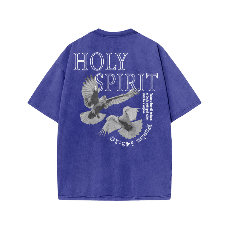 Unisex Holy Spirit Print Acid Washed T-shirt - Blue - US20-22(3XL) - image 7