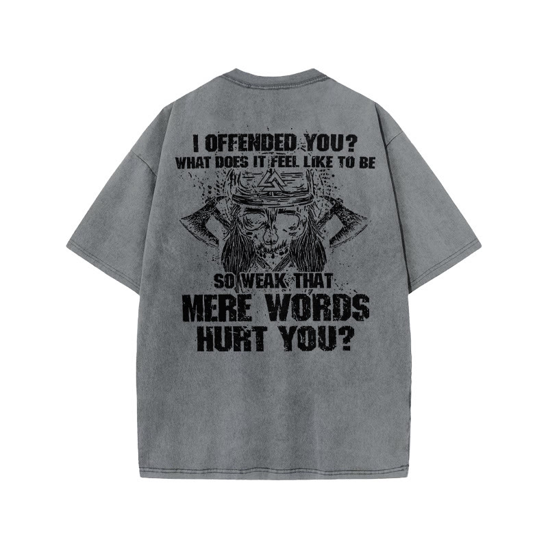 100% Cotton I Offended You? Gym Print Acid Washed T-shirt - Grey - US20-22(3XL) - image 3