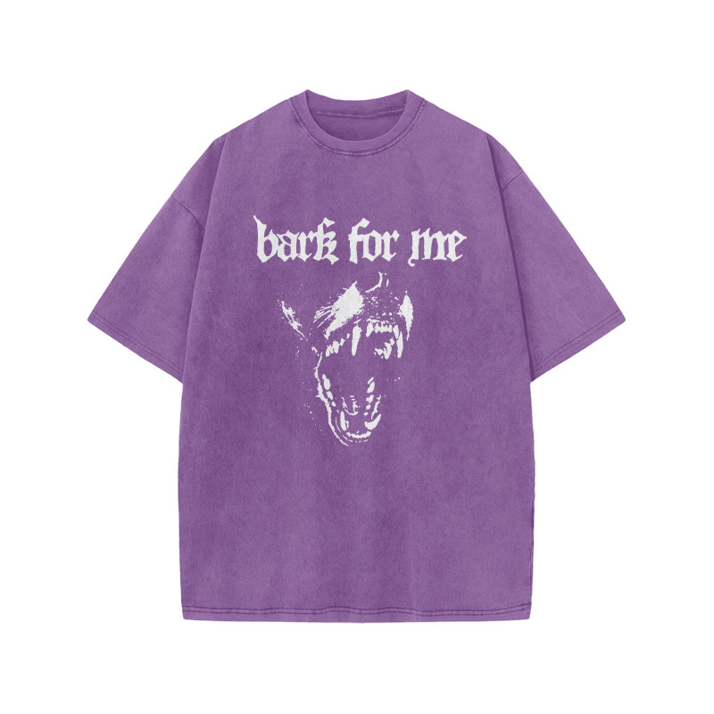 Bark For Me Print Acid Washed T-shirt - Purple - US20-22(3XL) - image 7