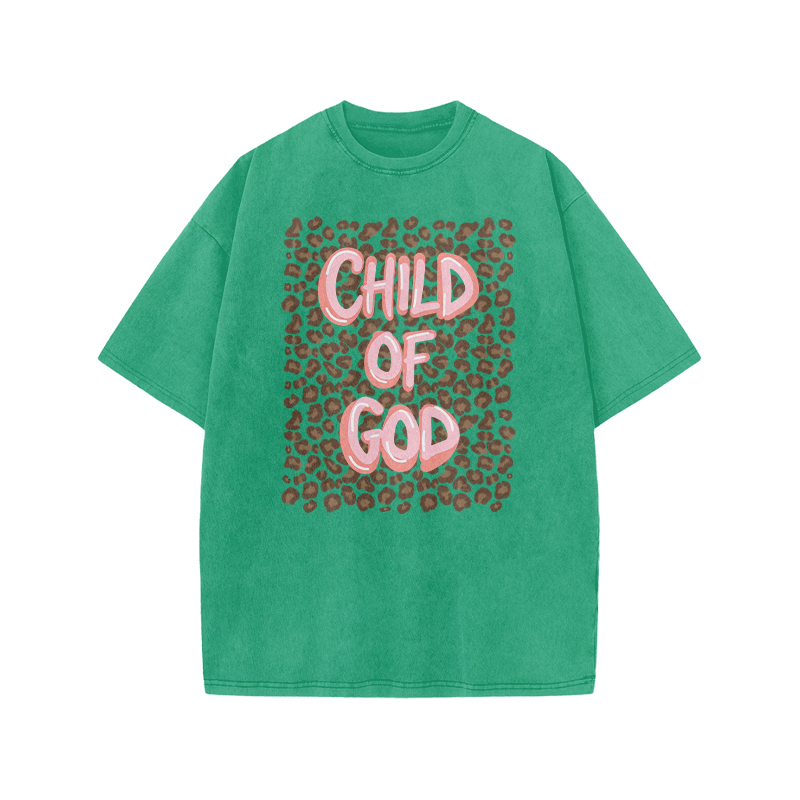 Child Of God Leopard Print Acid Washed T-shirt - Green - US20-22(3XL) - image 8