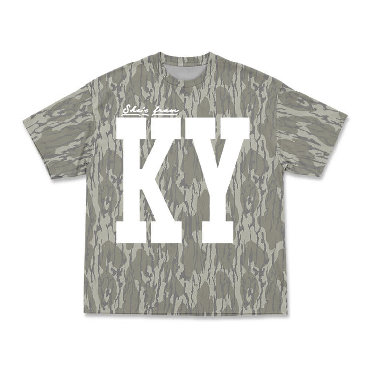 Vintage Forest Camo Graphic T-Shirt - KY - Khaki - 5XL - image 7