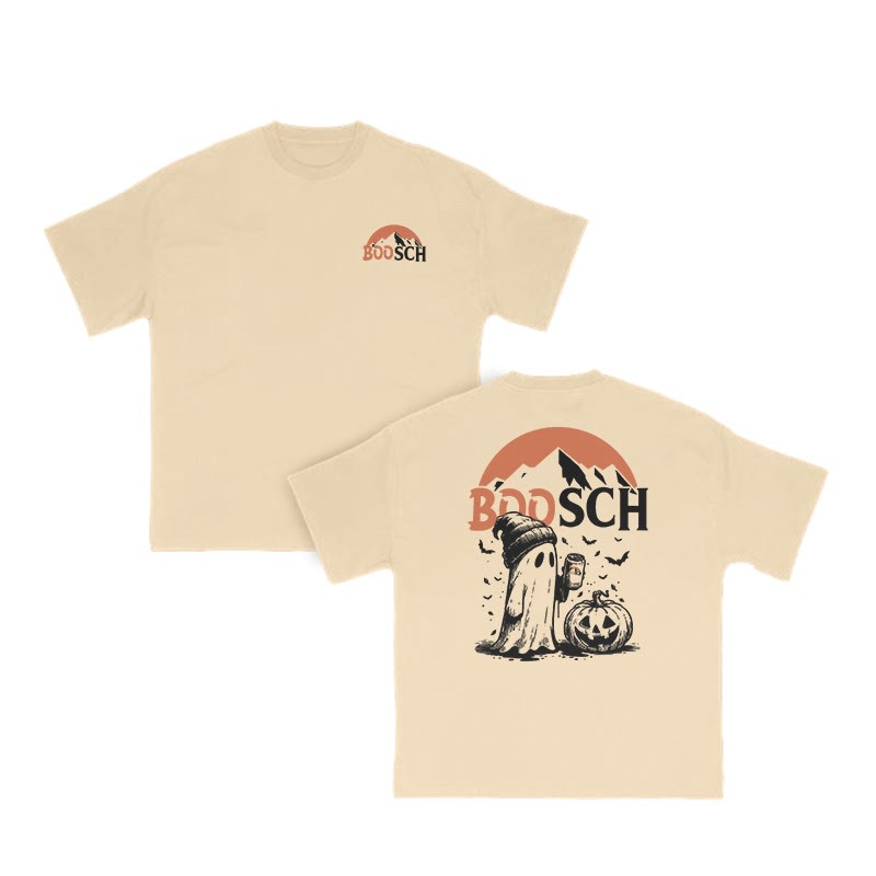 Unisex Funny Boosch Pumpkin Halloween Print T-shirt - Apricot - US16-18(2XL) - image 6
