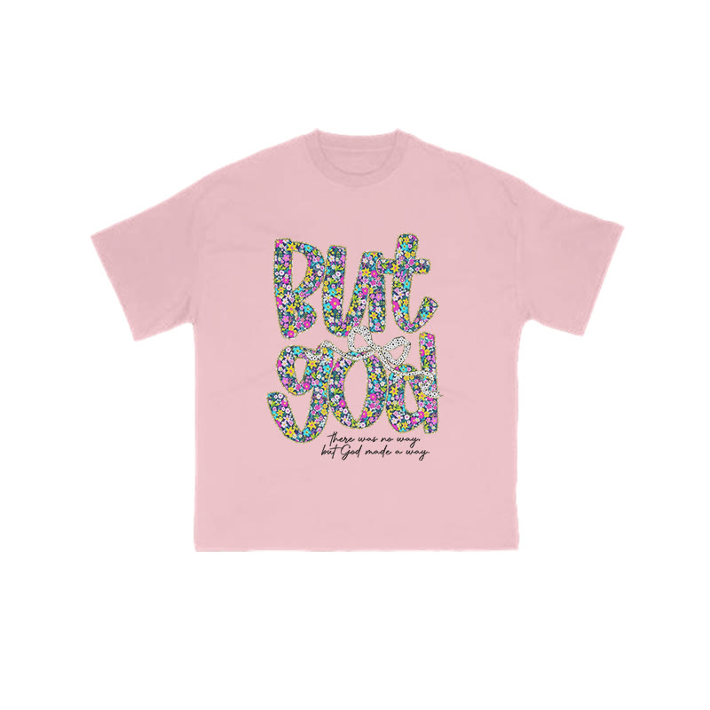 But God Floral Pattern Print T-shirt - Pink - US16-18(2XL) - image 8