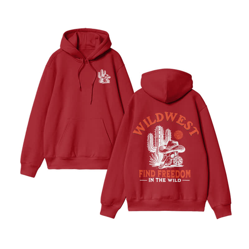 Unisex Wild west find freedom print hoodie - Red - US16-18(2XL) - image 8