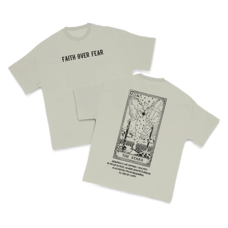 Faith Over Fear Tarot 17 The Star Print T-shirt - Warm Grey - US16-18(2XL) - image 4