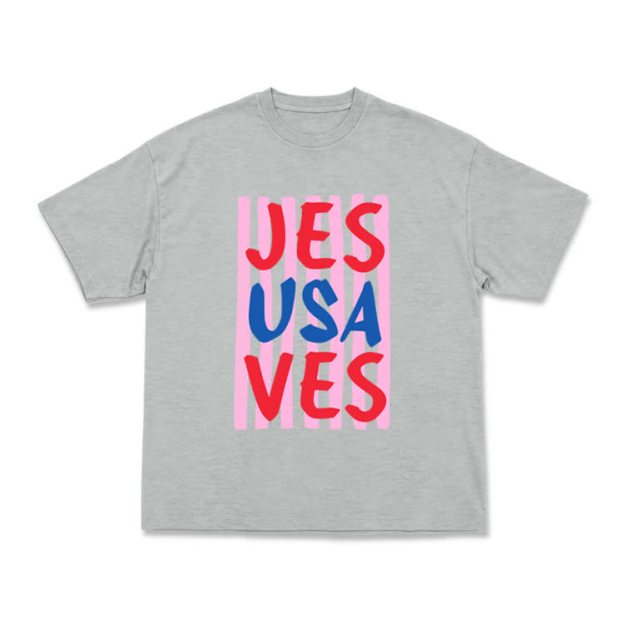 Art Inspired Stripe JESUSAVES Graphic T-Shirt - Grey - US16-18(2XL) - image 5