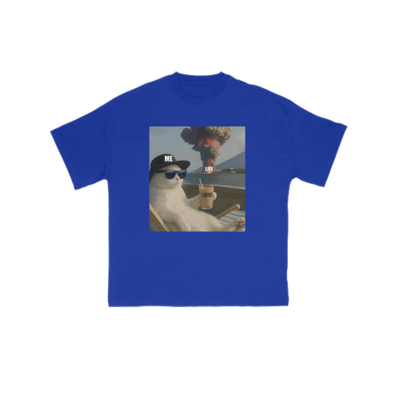 Unisex 100% Cotton Life Explosion Print T-shirt - Blue - US16-18(2XL) - image 6