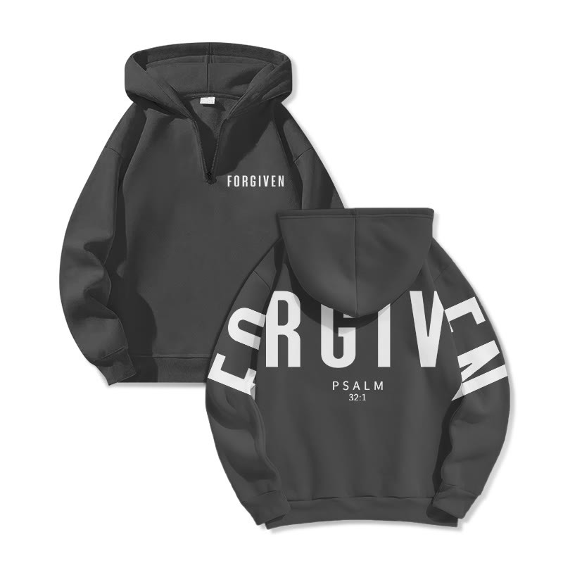 Forgiven Psalm 32:1 Print Half Zip Hoodie - image 4