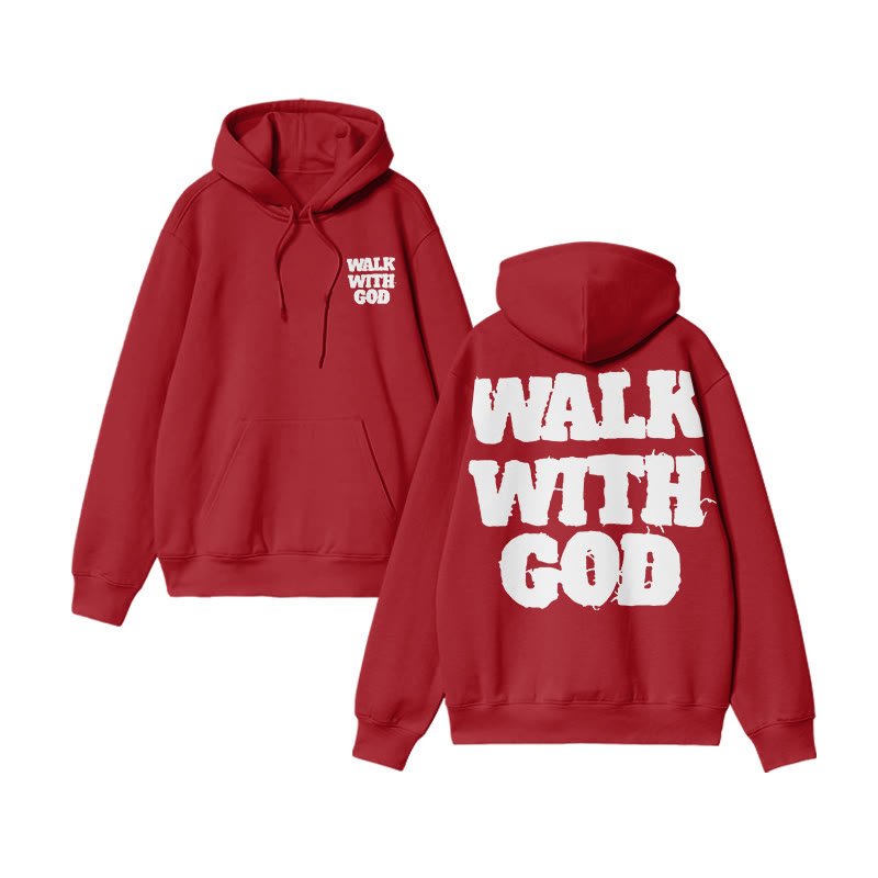 Unisex Walk With God Print Hoodie - Red - US16-18(2XL) - image 9