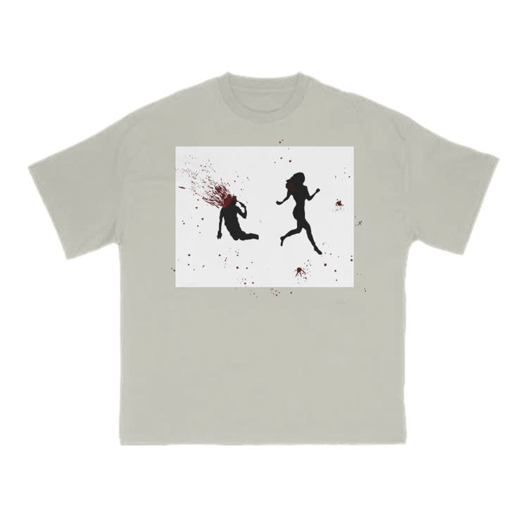 “Run Away”Girl Graphic Cotton Print T-shirt - Warm Grey - US16-18(2XL) - image 7