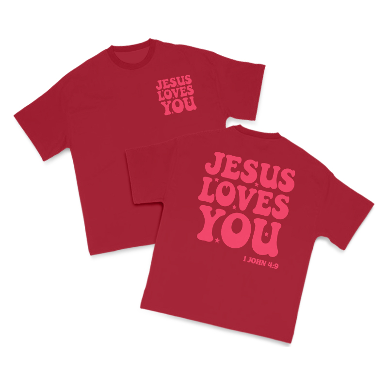 Jesus Loves You 1 John 4:9 Print T-shirt - Red - US16-18(2XL) - image 8
