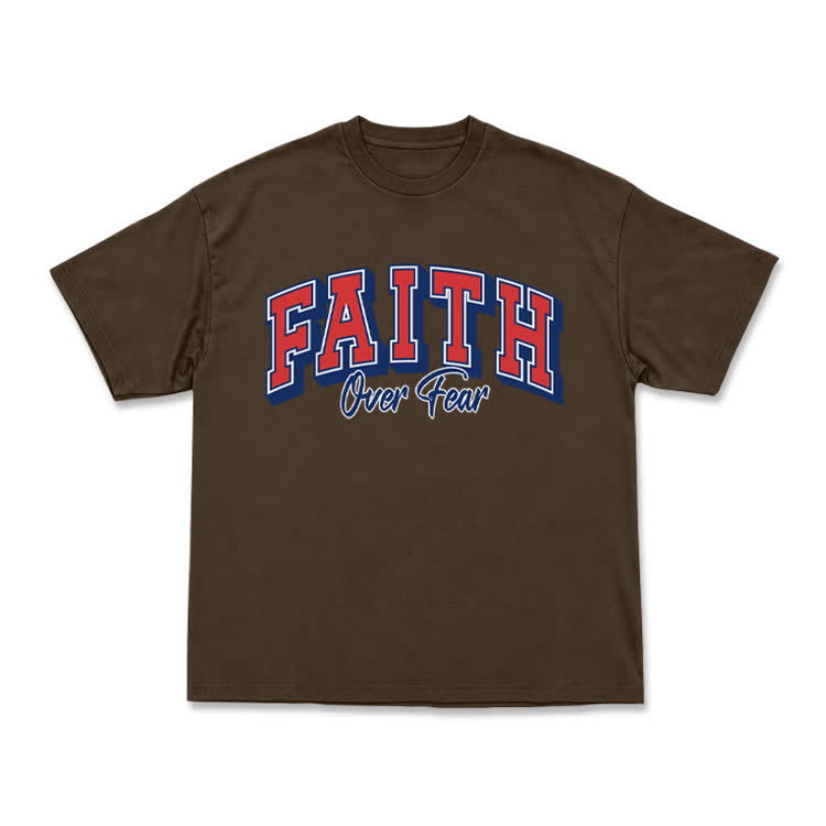 Vintage Faith Over Fear Classic T-Shirt - Coffee - US16-18(2XL) - image 14