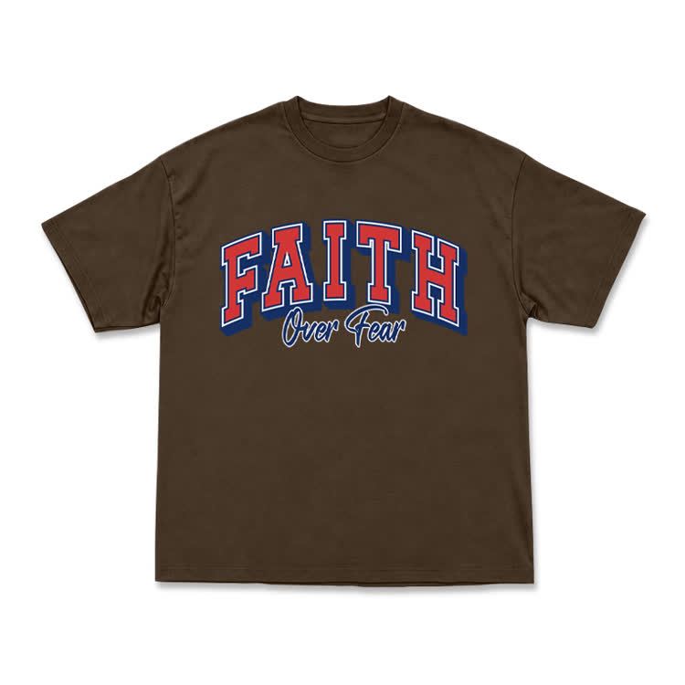 Vintage Faith Over Fear Classic T-Shirt - Coffee - US16-18(2XL) - image 14