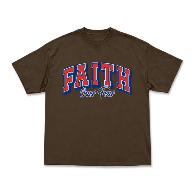 Vintage Faith Over Fear Classic T-Shirt - Coffee - US16-18(2XL) - image 14