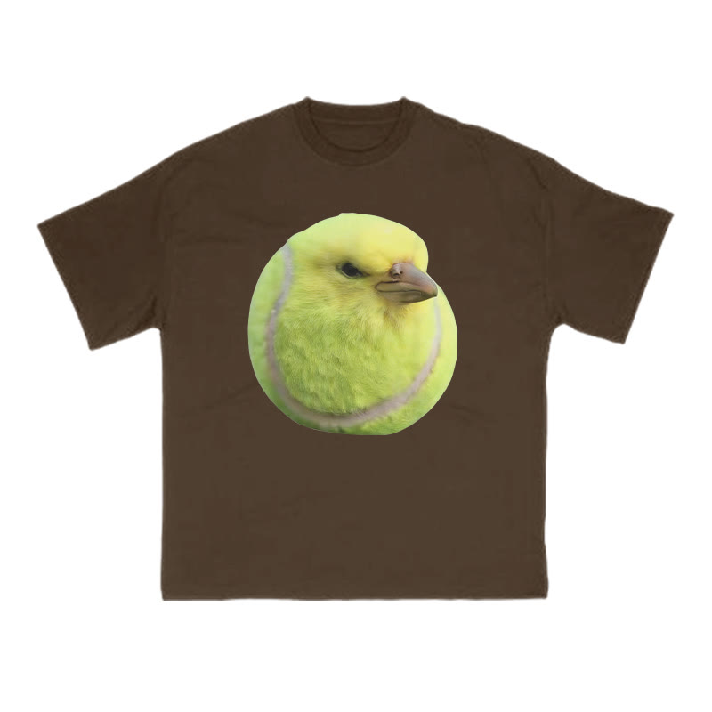 Bird Head Tennis Ball Body Funny Meme Print T-shirt - Coffee - US16-18(2XL) - image 6