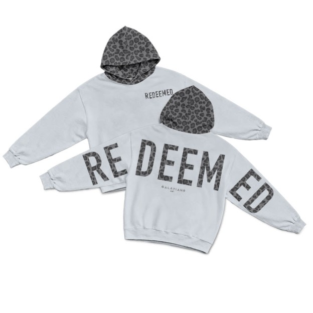 Redeemed Galatians 2:20 Leopard Design Patchwork Print Causal Hoodie - Light Gray - US44-46(8XL) - image 7