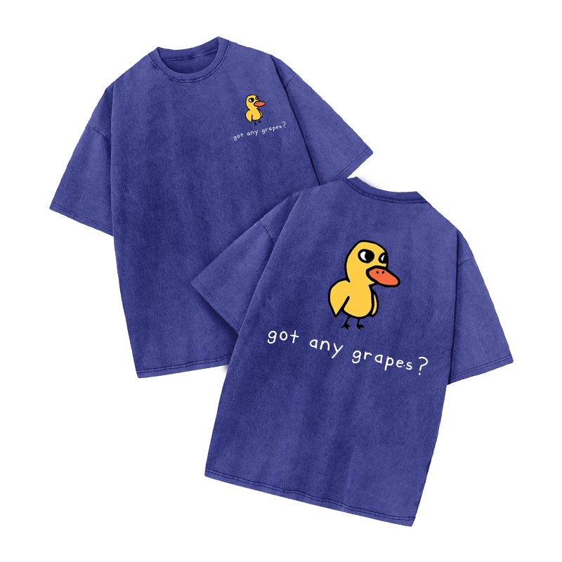 Got Any Grapes? Duck Graphic Print Acid Washed T-shirt - Blue - US20-22(3XL) - image 9