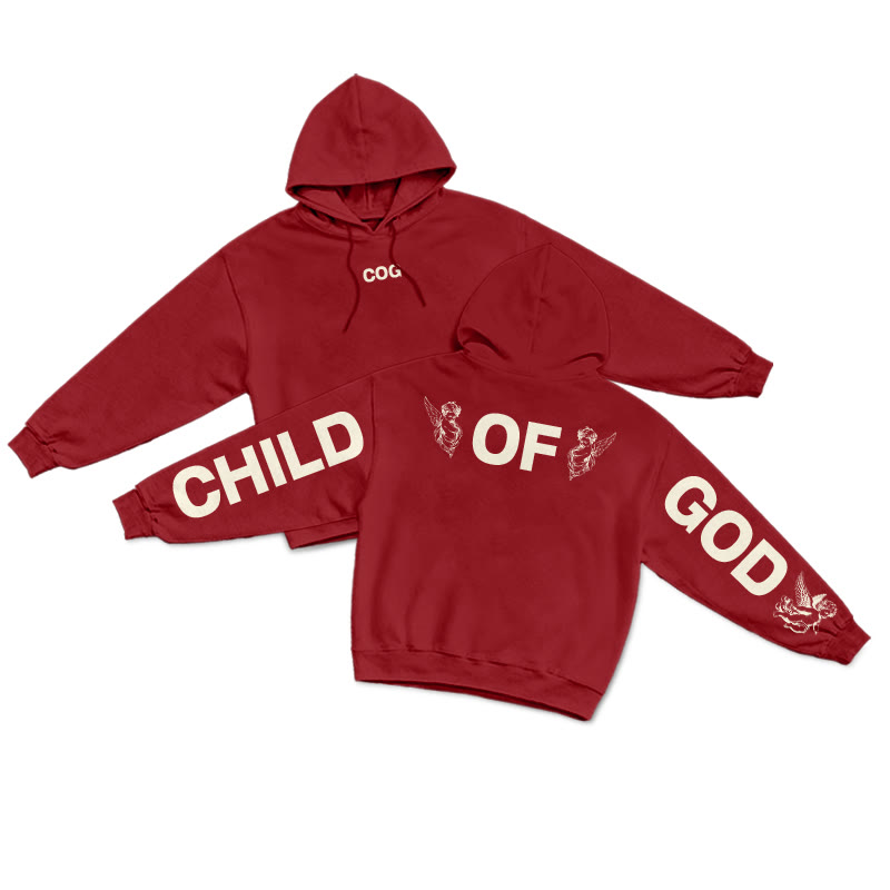 Child Of God Creative Back Print Hoodie - Red - US16-18(2XL) - image 8