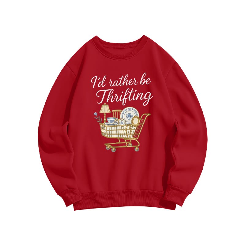 I'd Rather Be Thrifting Print Sweatshirt - Red - US16-18(2XL) - image 7