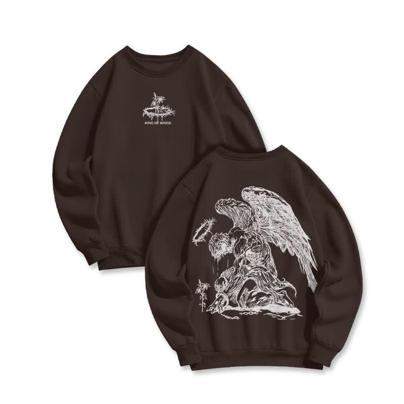 Unisex 100% Cotton Jesus Is King Flower Of Hope Print Sweatshirt - Coffee - US16-18(2XL) - image 3