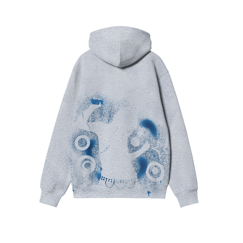 Streetwear Spray Art Portrait Art Graphic Print Hoodie - Grey - US16-18(2XL) - image 7