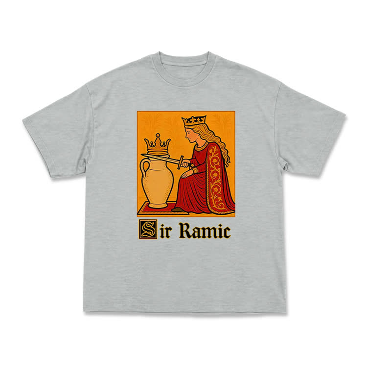 Medieval Card Style Sir Ramic Streetwear Graphic T-Shirt - Grey - US16-18(2XL) - image 9